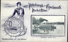 Pittsburgh Cincinnati Packet LIne Steamer Queen City c1905 Postcard bhn picture