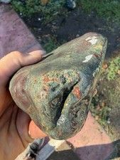 Large Green Red Veined River Rock Natural Stone Mineral Display Specimen picture