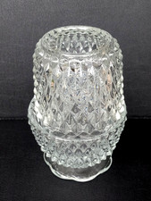 Vintage Indiana Glass Fairy Lamp Lite Clear Diamond Point Candle Holder 2pc Set picture