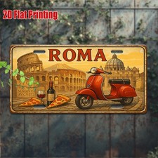 Vintage Metal Sign Aluminum License Plate Number Roma Wine Theme Decor picture