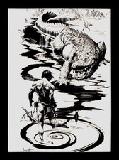Tarzan Against the Giant Alligator 4 Frazetta II 1993 Trading Card TC picture