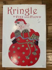 FITZ & FLOYD 2007 KRINGLE Santa Claus Christmas Platter w/ Box Cookie Dish Nice picture