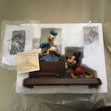 Disney Mickey Mouse DONALD Duck Trinket Pin Box Lrg Statue Figurine-Pins/COA-MIB picture