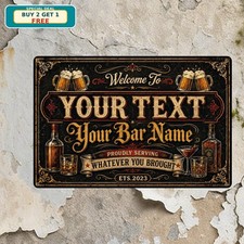 Customized Family Name Est Date Crest Logo Template Retro Metal Tin Sign 8x12 picture