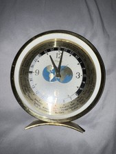 Vintage Relide World Time Alarm Clock Brass With Globe Motif picture