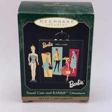 NIB 1998 Hallmark Ornament Barbie Travel Case and Barbie Ornament-11-12-155a picture