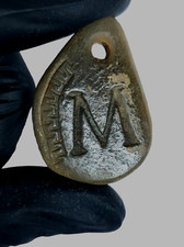 50 AD Ancient Carved Engraved Gemstone Pendant Medallion Amulet initial letter M picture