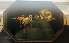 RARE Vintage French Reverse Painted Handled Tray, Reverse Painted Tray, Handled picture