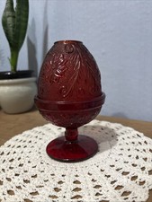 Fairy Lamp Indiana Glass Ruby Red Flash Tiara Sandwich Pattern Vintage MCM READ picture