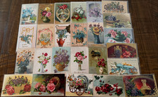 Lot of 25~ Flowers in Baskets & Vases ~Vintage Antique Greetings~Postcards~s558 picture