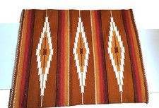Vintage 1970s Orange Rug Native American Indian Weaving Wool 37