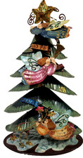 VTG Three Hand Corp Metal Christmas Tree Angels Folk Art Tabletop Decor 12