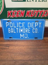 E36- Vintage Baltimore County Police Department License Plate Tag Patrol Car picture