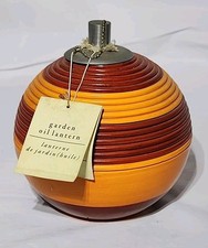 Vintage PIER 1 IMPORTS Garden Oil Lamps Hobnail Geometric Orange Red Rare picture