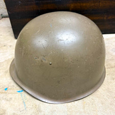 WWII US M1 Steel Helmet Pot w/ Liner & Chin Strap, Original Militaria picture