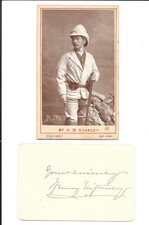 CDV HENRY MORTON STANLEY & AUTOGRAPHED CARD:  AFRICAN EXPLORER FOUND LIVINGSTONE picture