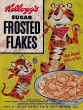 1952 KELLOGGS SUGAR FROSTED FLAKES HEAVY DUTY USA MADE METAL ADVERTISING SIGN picture