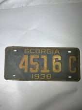 Vintage 1938 Georgia GA License Plate Car Tag All Original 4516 Collectible picture