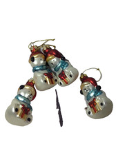 set 4 vtg blown glass bear ornaments with present hats & scarf  picture