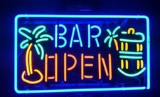 New Wine Palm Tree Open Rum Whiskey Neon Light Sign 24