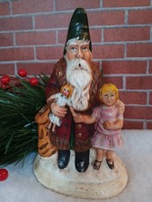 Chalkware Santa with Child NOT VAILLANCOURT Folk Art, Christmas, 6 3/4