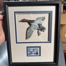 2005 Ducks Unlimited 3D Shadow Box Framed Redhead Duck Art $5 Stamp Lockwood picture