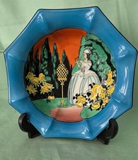 Noritake Art Deco Octagonal Bowl Southern Belle Crinoline Lady Birdcage Garden picture