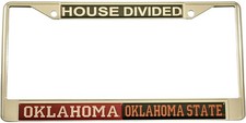 Oklahoma + Oklahoma State House Divided Split License Plate Frame [Silver - C... picture