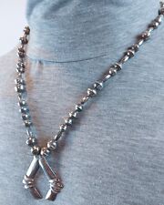 Old Pawn Navajo Sterling Silver Barrel & Bench Bead Necklace with Pendant picture