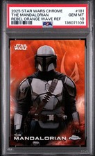 2025 Topps Chrome Star Wars Mandalorian Orange Wave /25 PSA 10 GEM MINT POP 2 picture