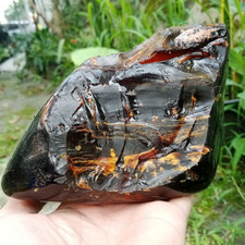 443GR Natural Amber Partly Polished, Dark Reddish Brown, A Circular Holer picture