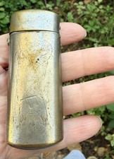 Rare Vintage WW1 Pocket Vest Matchstick Safe w/ Striker and Etched Tree Stump picture