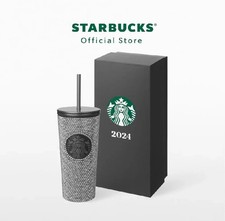 Starbucks Stainless Steel Silver Grey Rhinestone Cold Cup 16oz. Brand New picture