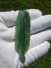 Certified Handmade Authentic Nephrite Jade Feather Pendant picture