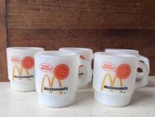 Vintage McDonald’s “Good Morning” Fire-King Milk Glass Coffee Mugs — Set of 5 picture