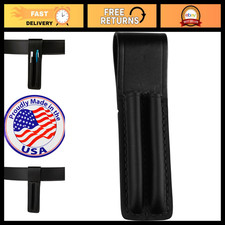Black Leather Double Pen & Pencil Holder for Belt - Fountain Pen Case, Organizer picture