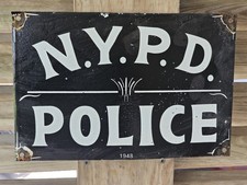  VINTAGE N.Y.P.D. POLICE PORCELAIN POLICE  PRECINCT SIGN DATED  picture