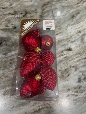 Vintage Bronner's Shatterproof Red Pinecone Ornaments Set Of 10 picture