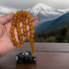 Old Real Antique Bakelite Amber Sandalos / Miski Rosary beads 38 Gram picture
