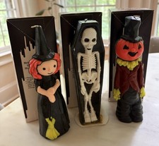 Vintage Suni Halloween Candles Lot (3) Skeleton w/Coffin ~ Jack O Lantern ~Witch picture