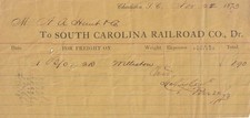 1873 South Carolina Railroad Company - freight receipt picture