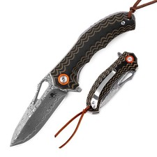 KLAKEN J345-Tideborn New Damascus Steel Blade With G10 Handle Folding Pocket EDC picture