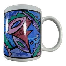 Rialto Blues Signature Stoneware Mug Abstract 90s Art Coffee Cup picture