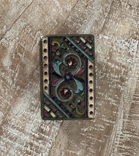A vintage Russian silver and enamel champlevé snuff or pill box. picture