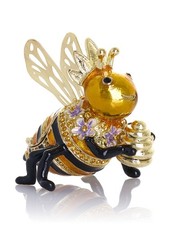 Keren Kopal Queen Bee and Beehive  Trinket box Decorated  with Austrian Crystals picture
