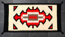 Vintage Zapotec Wool Rug Runner Teotitlan del Valle Oaxaca Ganado Design 57x28 picture