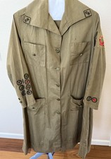 Early 1910’s Girl Scout Uniform Khaki Dress Metal Buttons Patches Peggy Whitney picture
