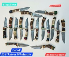 LOT OF 20 HANDMADE 6 INCHES STAG HANDLE KNIVES WITH LEATHER SHEATH WHOLESALE picture