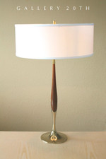 GORGEOUS LAUREL MCM TABLE LAMP 50S  VTG GERALD THURSTON ERA ATOMIC TEAK BRASS picture