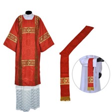 RED Deacon Dalmatic Vestment Deacon Stole Maniple, Roman Dalmatic Chasuble NEW picture